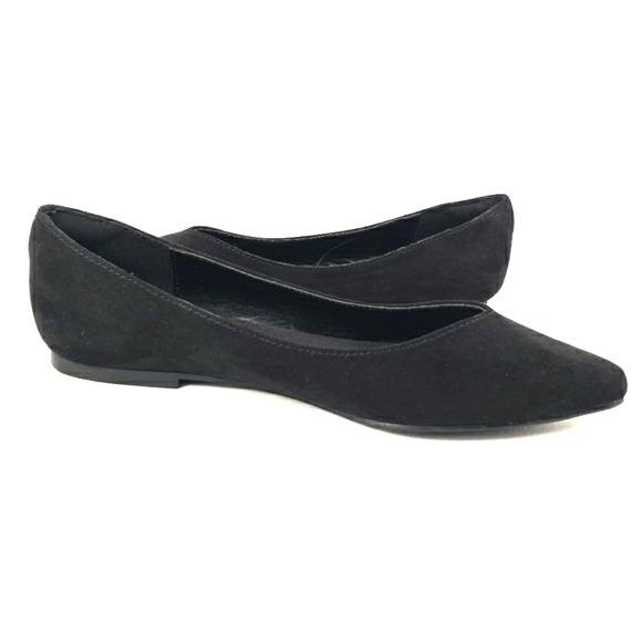 JustFab NEW! Amanda Black, Faux Suede, Slip On Pointy Toe Flats. Women's Size 6M - Picture 4 of 13